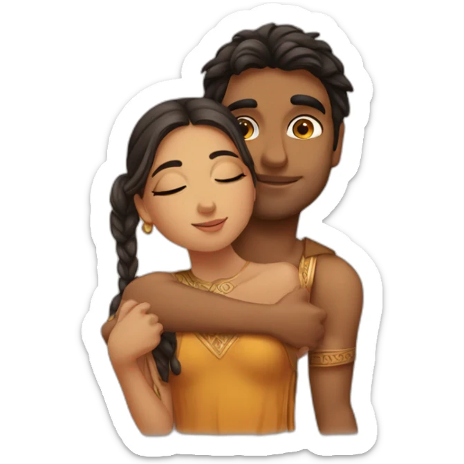 Greek girl kissing indian boy's cheek sticker