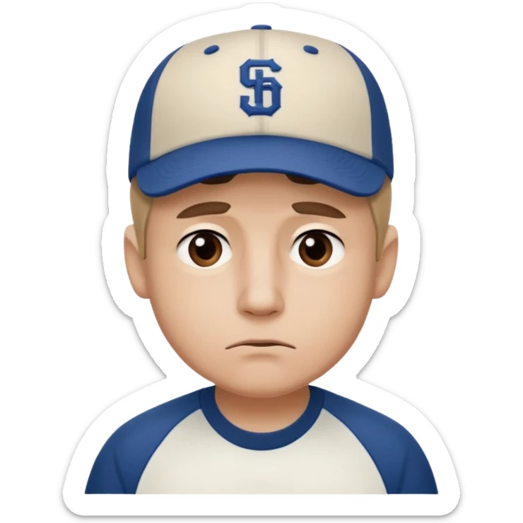 Una carita triste con una gorra de base pro show i q se llame rober sticker