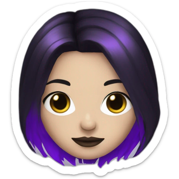 Queen gothic girl long dark black and purple hair sticker