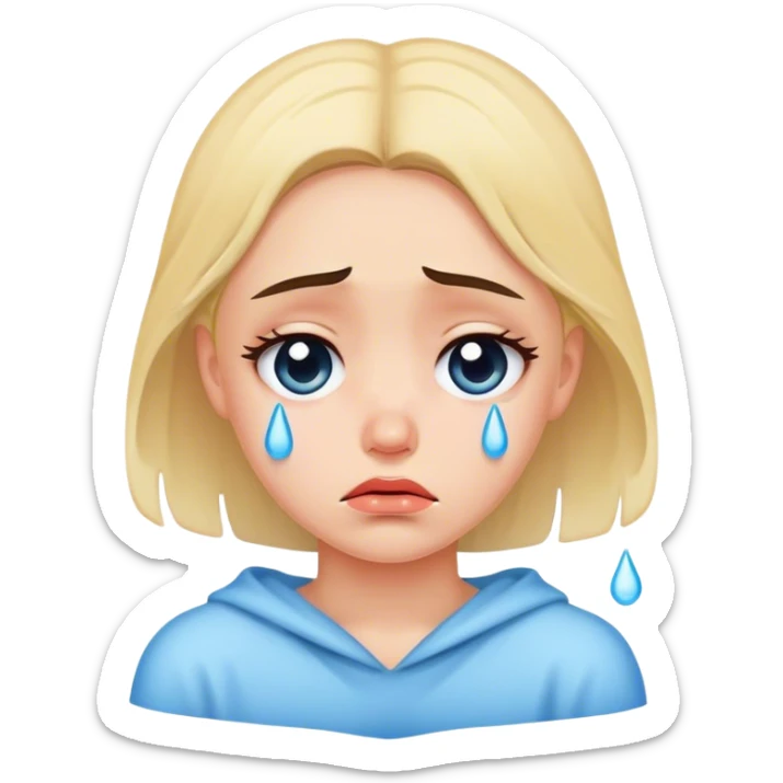 realistic portrait of sad girl with tears sticker