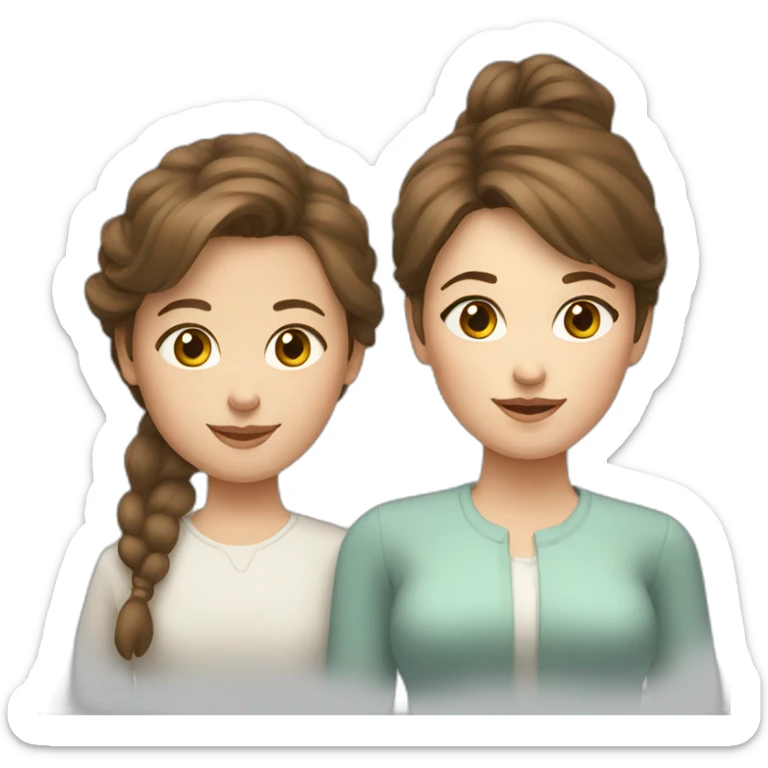 Mom and daughter from Russia with brown hair sticker