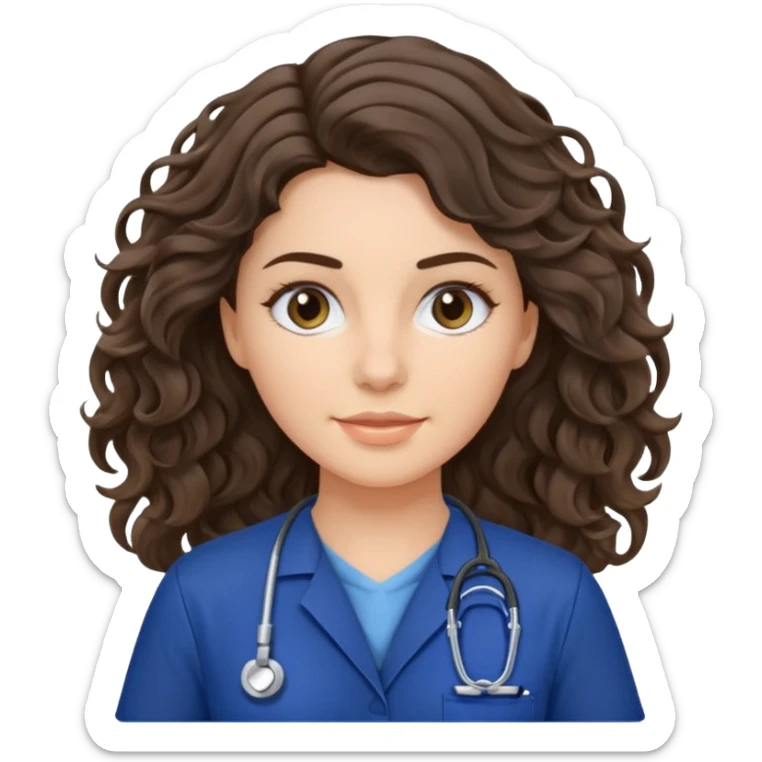 a brunette wavy hair vet woman with navy blue scrub

 sticker