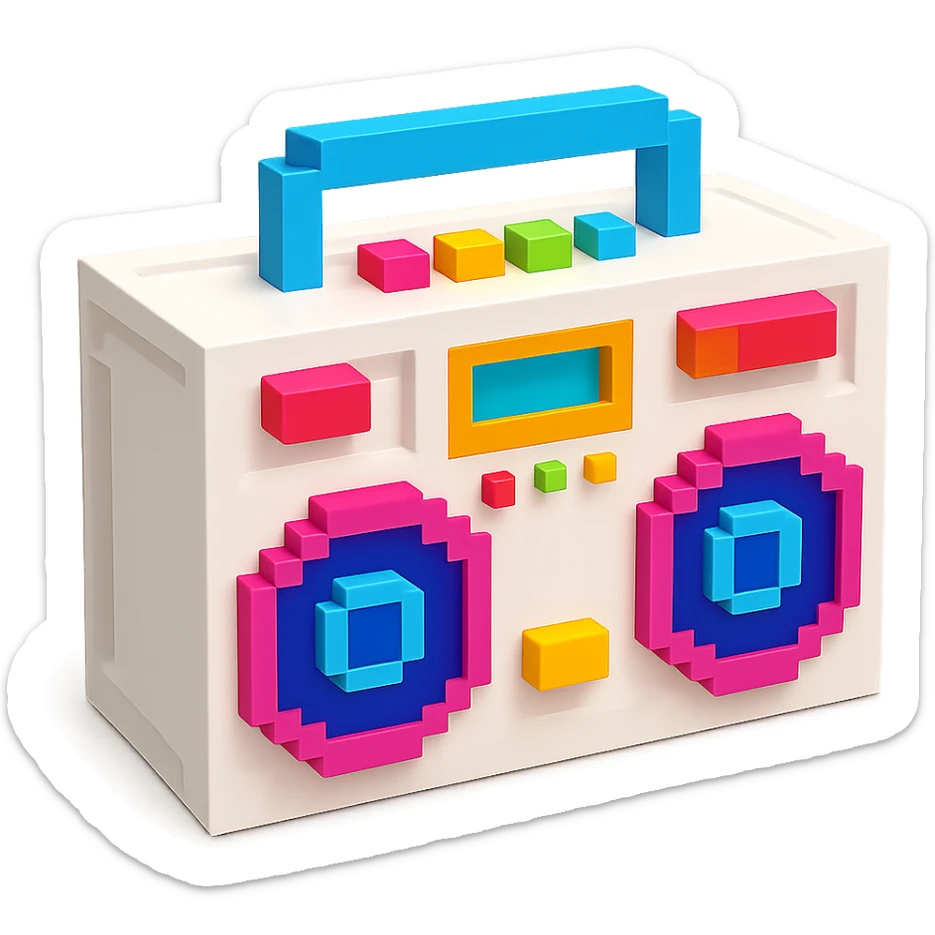 white boombox sticker
