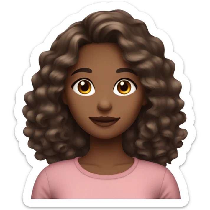 a girl who loves to use cosmetics. brunette with wavy hair, brown eyes in fashionable clothes sticker