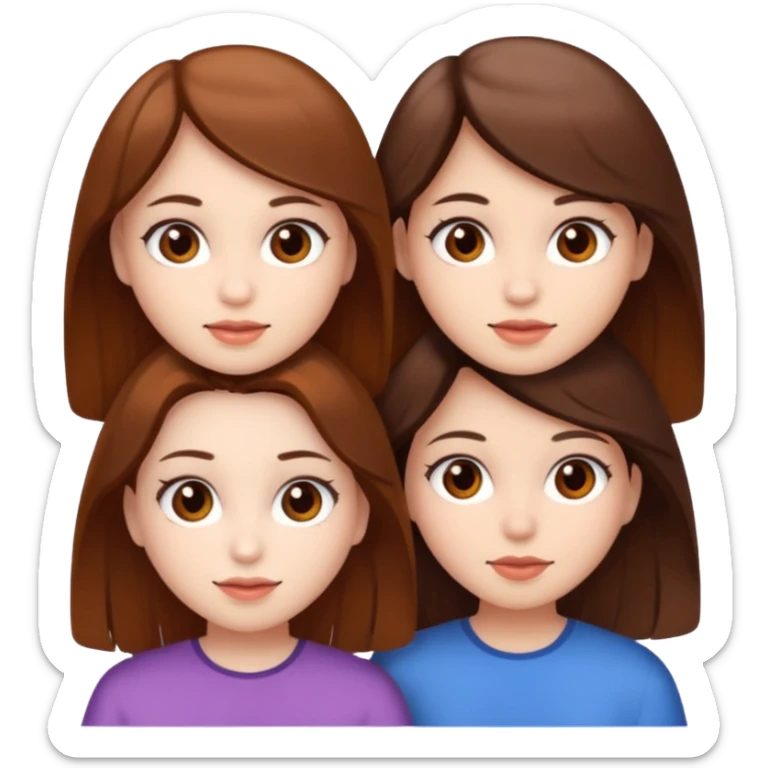 Three girls white skin brown eyes and brown hair  sticker
