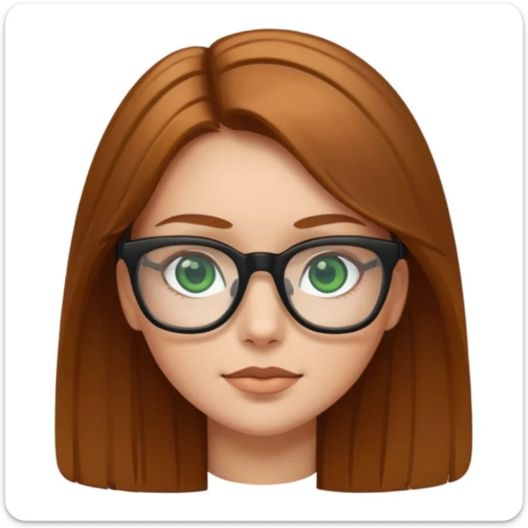 Caucasian girl with golden brown hair, green eyes, and black square glasses  sticker