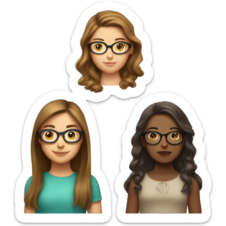 two girls, first with brown hair and glasses,second girl with fair hair and complexion  sticker