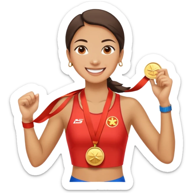 She was the first woman to win a medal in the metric race in Beijing  sticker