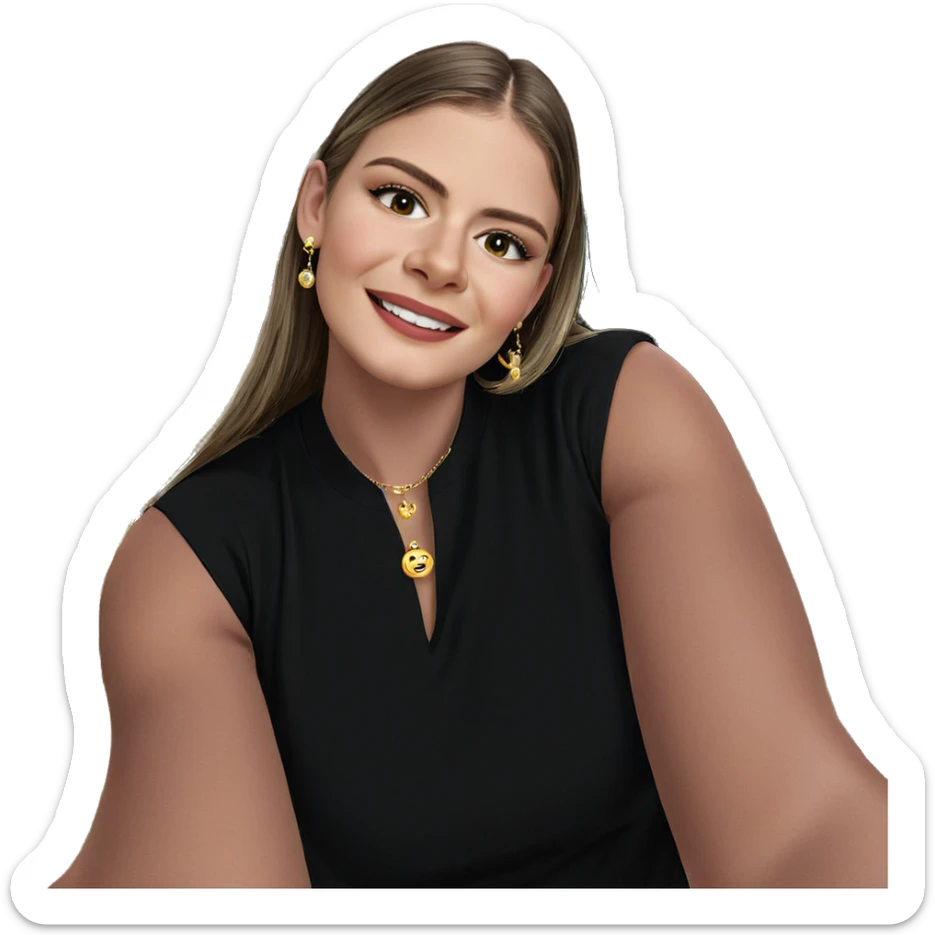 smiling girl with jewelry sticker