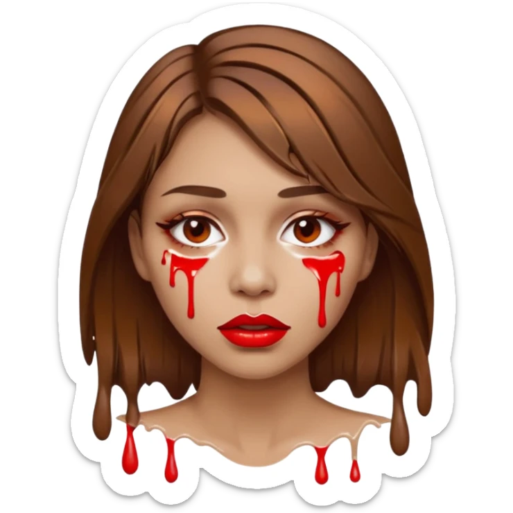 Brown Hair Woman , white paint , drip, face, hot  Sexy, lips sticker