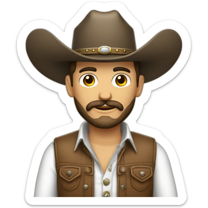 Hombre calvo con sombrero vaquero y barba tupida piel blanca sticker