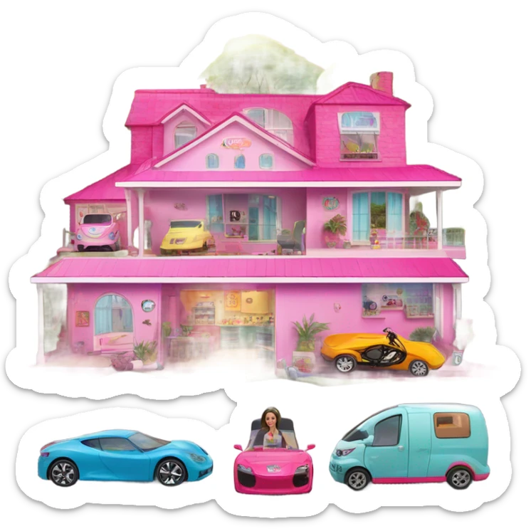 Barbie dream house racing Caravan motorbike tuk tuk  sticker