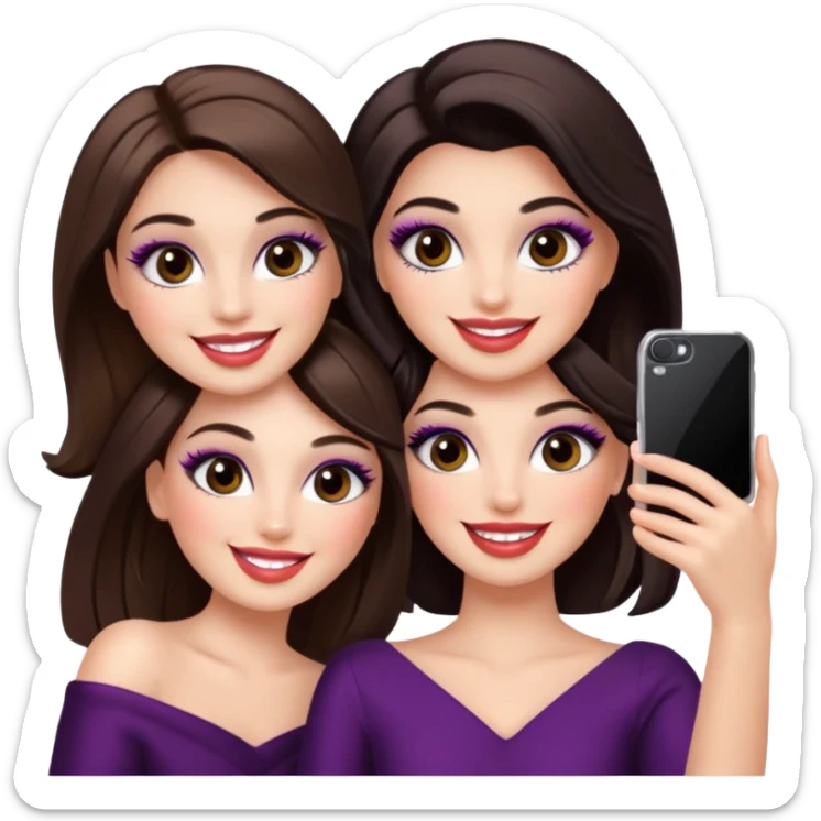 Glam girls in a group of 3 friends , taking a selfie  sticker