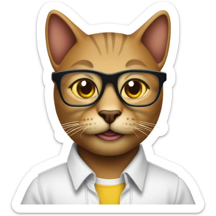 Mulatto hiphop confident business adult cat pfp with smart glasses sticker