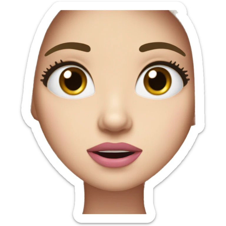 Surprised White girl with long straight black hair black eyes and pink lips sticker