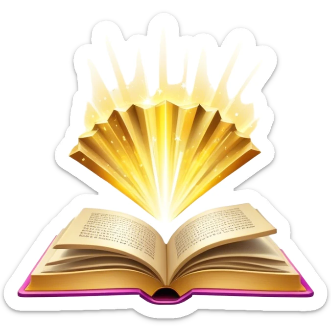 Un libro con un aura de colores vibrantes, con destellos dorados flotando a su alrededor,  un rayo de luz atravesándolo, simbolizando la explosión de creatividad sin miedo. book of creative art colors power  sticker