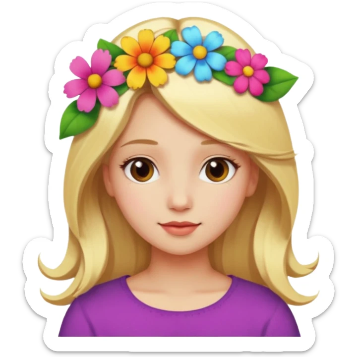 Girl profile picture with blonde hair and a flower in her hair sticker