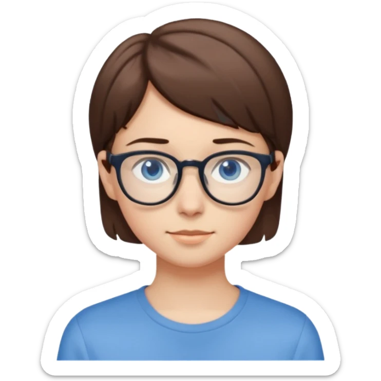 adolescent taille moyenne corpulence maigre cheveux chatain court yeux bleus lunettes sticker