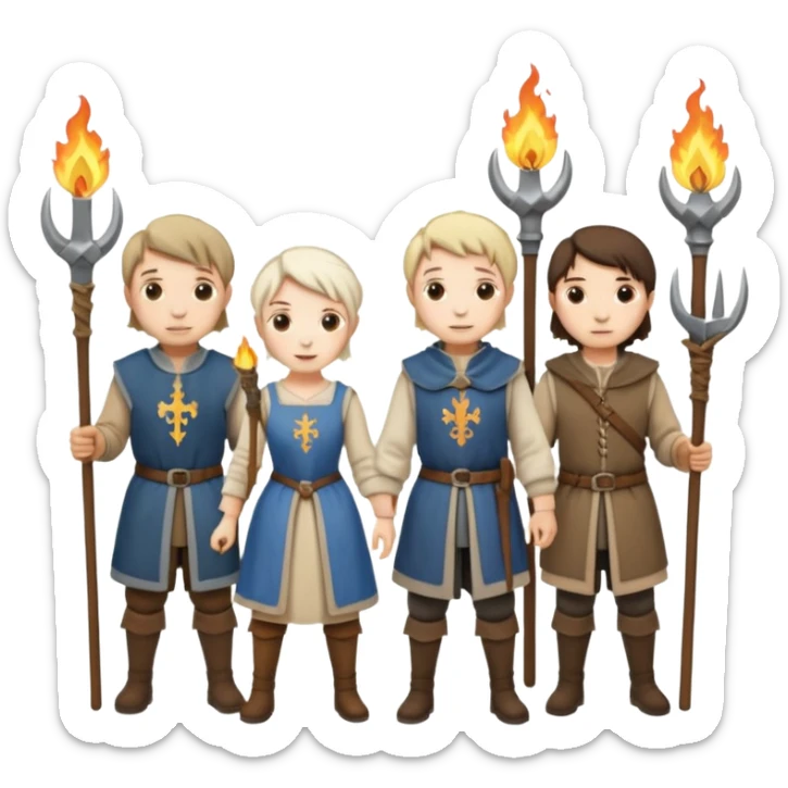 les villagois qui ont certains ont des fourches d'autres des torches sapé en moyen age sticker