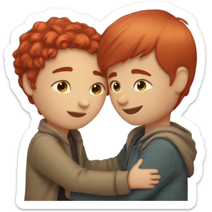 Couple hug boy short hair girl Red hair  sticker
