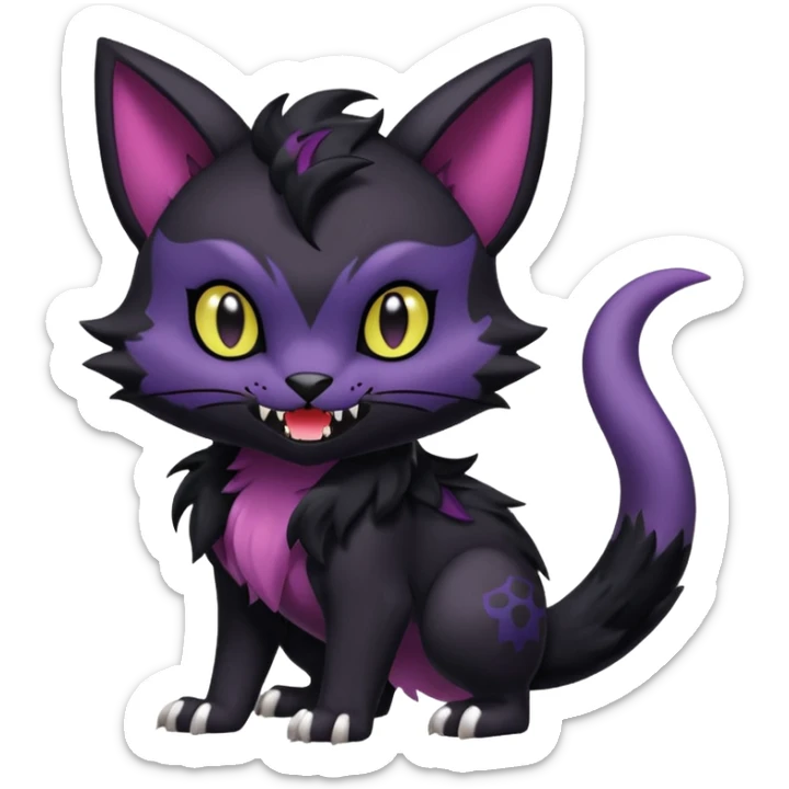 Black batty vampiric scary spooky dark dusky gloomy cute handsome beautiful pretty Liepard-Noibat-Delcatty-Pokémon-fusion sticker