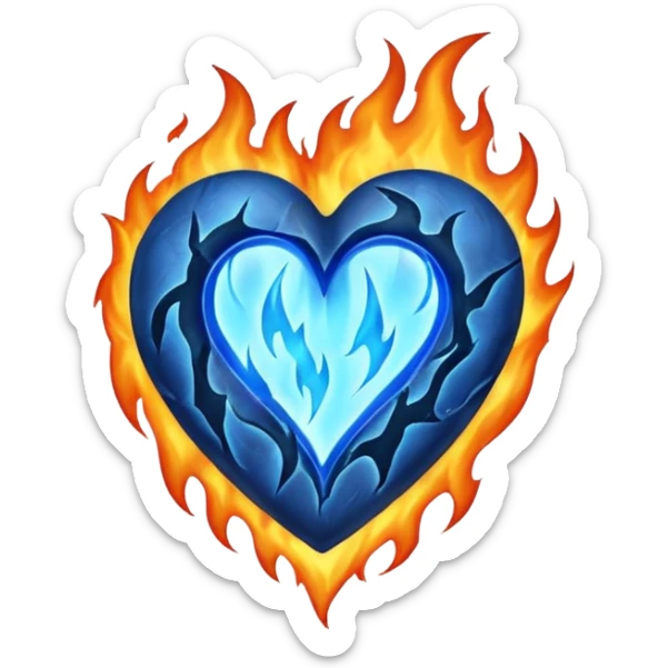 make exactly the emoji like"❤️‍🔥" but the heart is black and flames are blue sticker