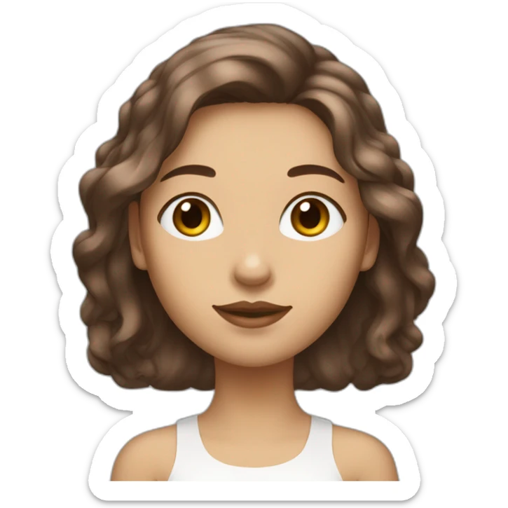 jeune femme de couleur de peau blanche avec de grosse poitrine et des cheveux marron sticker