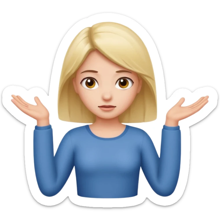 Girl shrugging with a six over her left shoulder and a  seven over her right shoulder  sticker