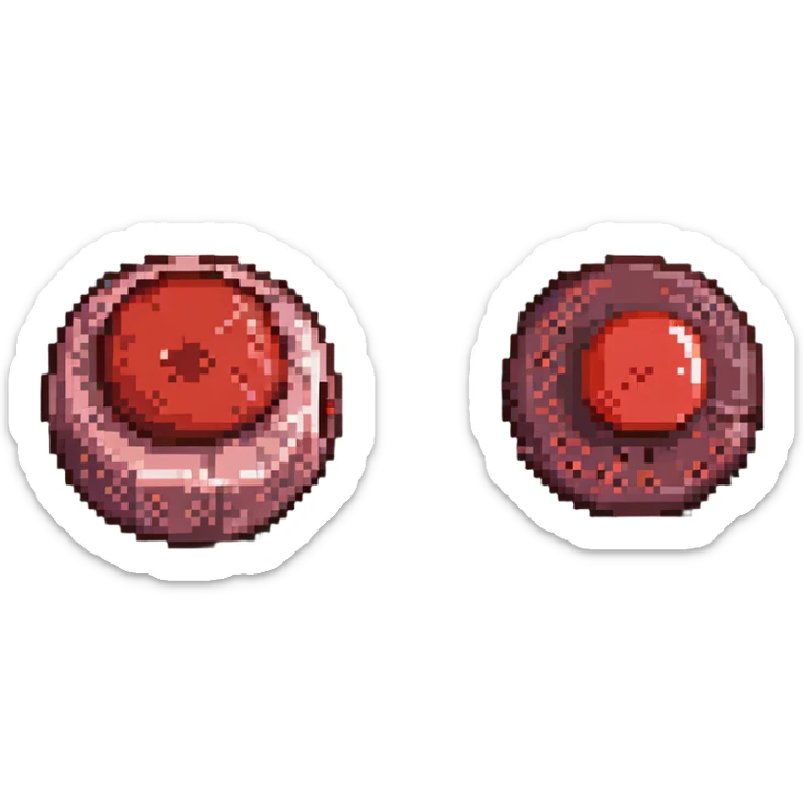 Side by side comparison of anemic pale blood cell and healthy red blood cell sticker