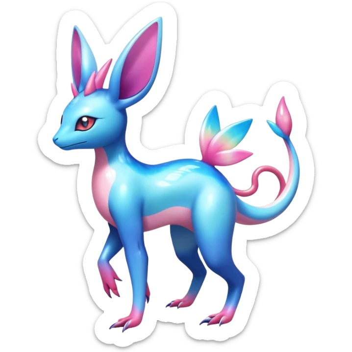 Colorful Shiny Exotic Amaura-Salandit-Aurorus-Sylveon-Fakémon-hybrid-creature (full body)  sticker