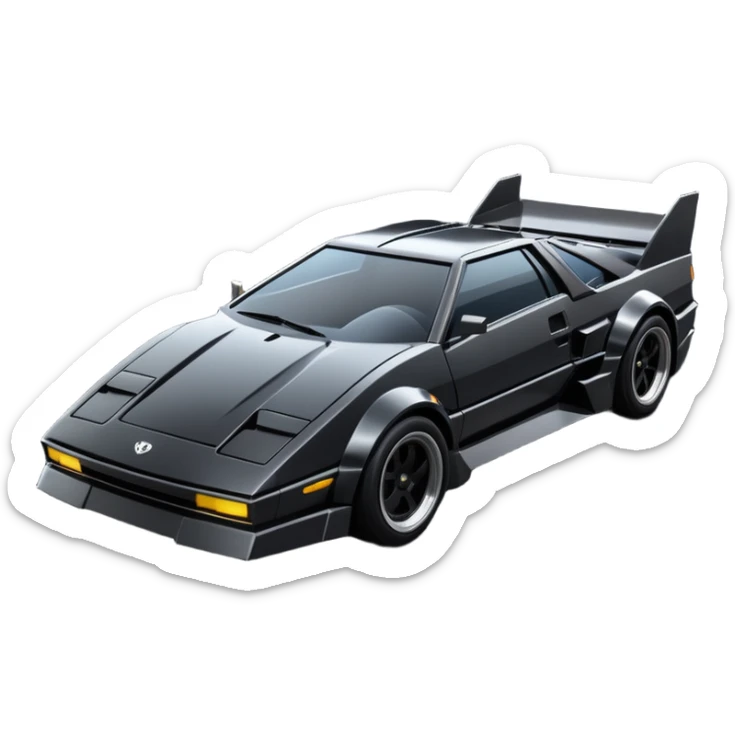  the animated series Batman aerodynamic opulent dark knight futuristic concept loosely based on Toyota 1986 AE86 flat long straight faceted mechanical body) winged stealthy street hot rod  sticker