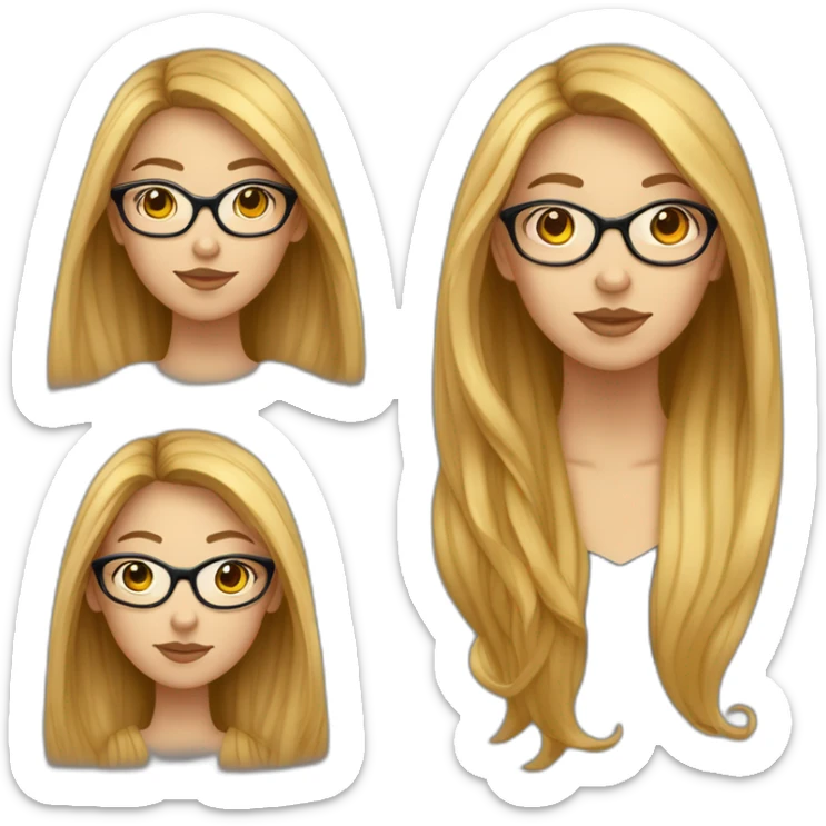 une fille avec de long cheveux noir lisse, la peau blanche ,et avec des lunette (en forme de carrer un peu déformé) assez grosse comparer a ça tête , portant un pull noir sticker