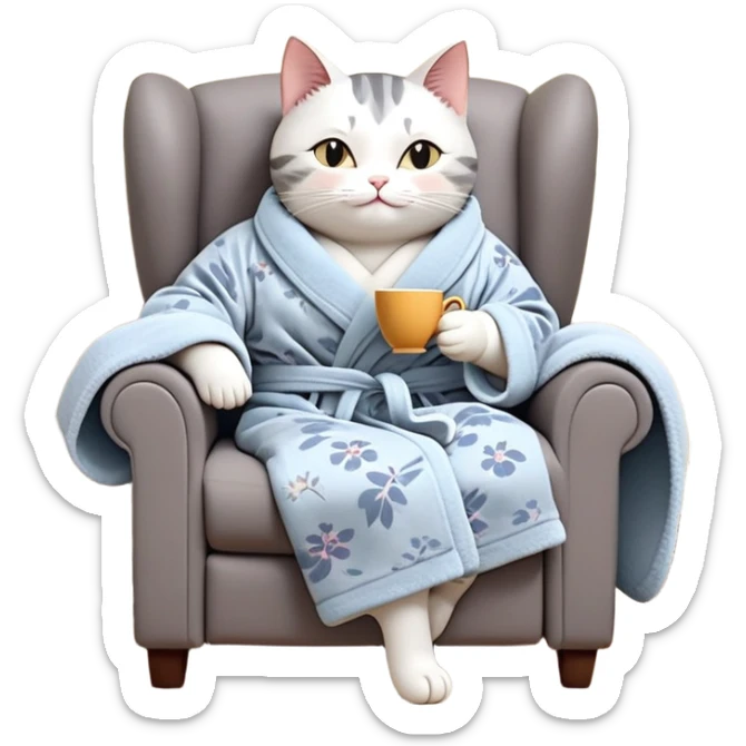 Here’s a related prompt with a similar theme of surreal humor and chaos:

"A cheerful cartoon cat lounges in a recliner, wearing a cozy bathrobe and sipping tea from a delicate cup. Meanwhile, the room around it is in complete disarray—furniture overturned, wallpaper peeling, and water flooding from a broken vase. The cat casually says, 'This is fine,' as the chaos escalates behind it."

This prompt plays with the same ironic calm-in-chaos concept, with a whimsical twist. sticker