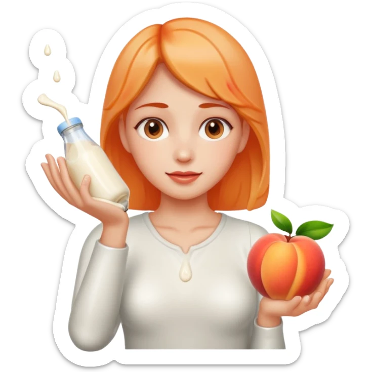 milk dripping directly off palm of hand with 5 fingers and open peach sticker