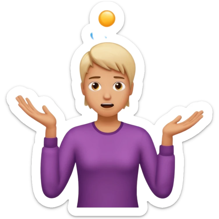 create an emoji of a gender neutral person juggling lots of work looking very stressed out sticker