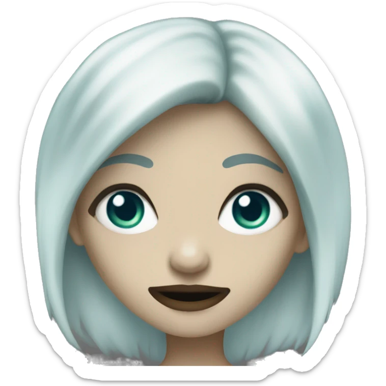 white and black streaks hair vampire girl greenish blue eyes  sticker