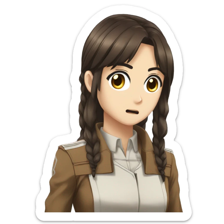 Sasha Braus brown hair hair in a ponytail anime attack on titan sticker