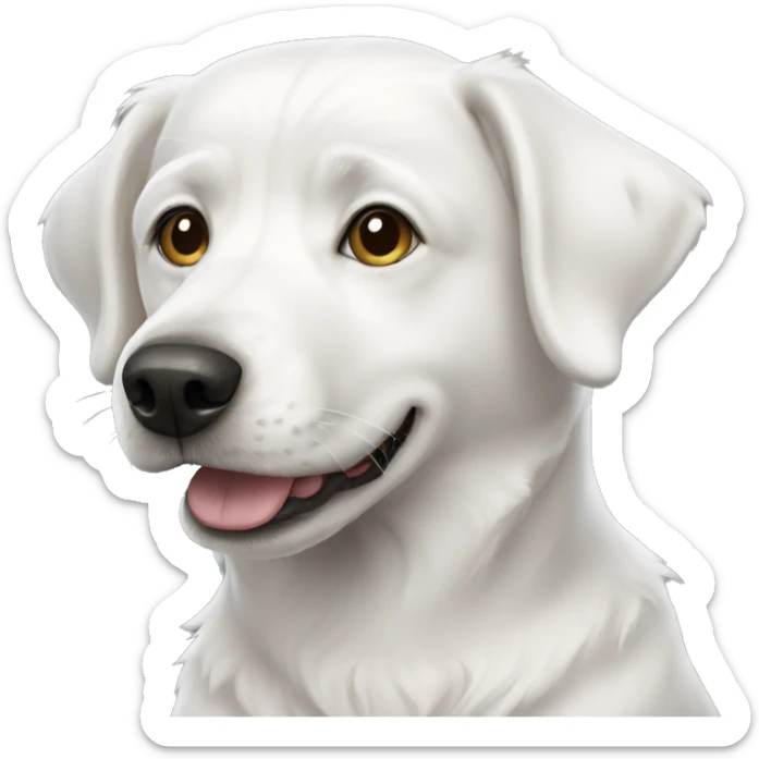White dog sticker