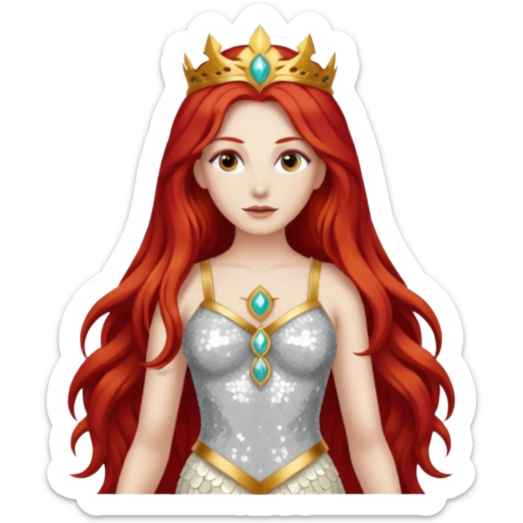 Minerva, Goddess of Wisdom from Gods and Goddesses with long red hair, ivory sequin outfit sticker