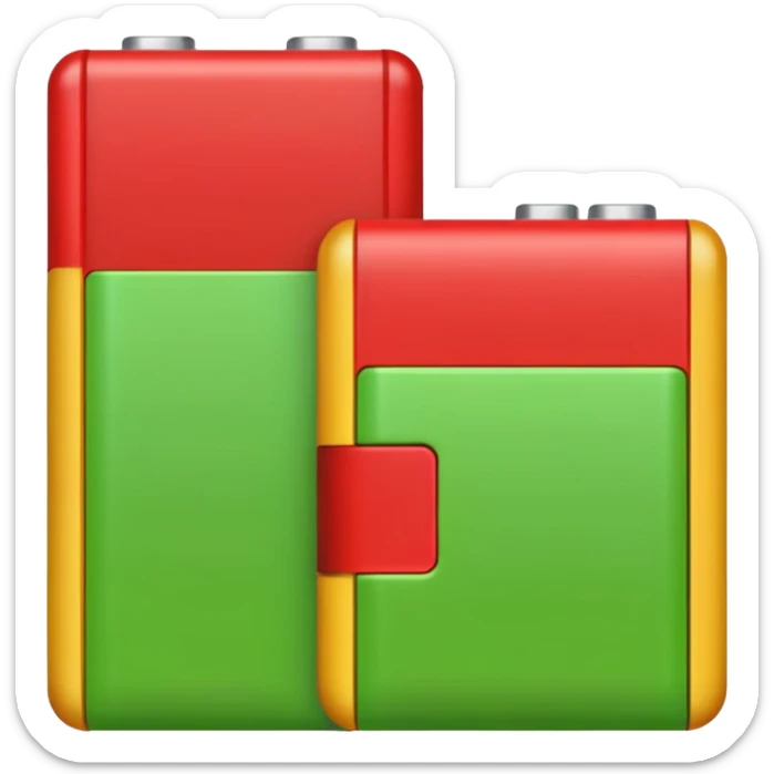 I want a emoji of low battery ang high battery, the low battery's collor is red and the high battery's color is green sticker