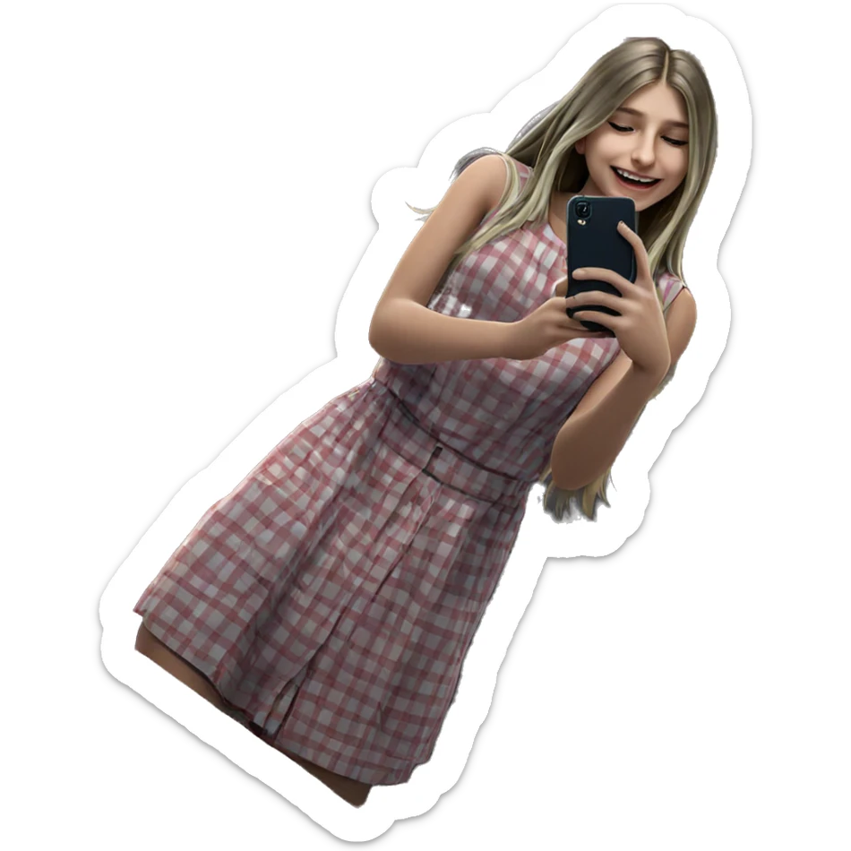 smiling girl taking selfie sticker