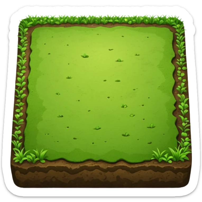 A slice of land. grass on top, dirt on the lower half. in the shape of a slab. square-ish but still quite flat sticker