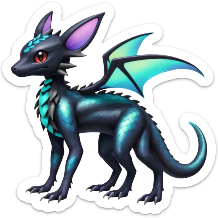 Shiny Salandit-Umbreon-Trico-Noivern-Noibat-Hybrid (Full body) sticker