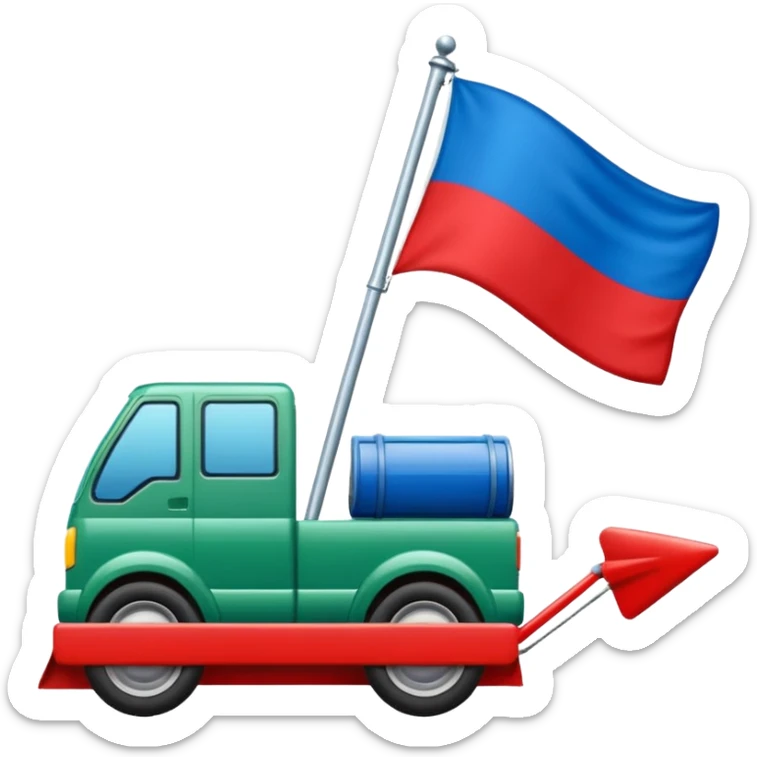 bandera mitad superior, azul y mitad inferior verde con una rueda de carruaje roja en el centro sticker