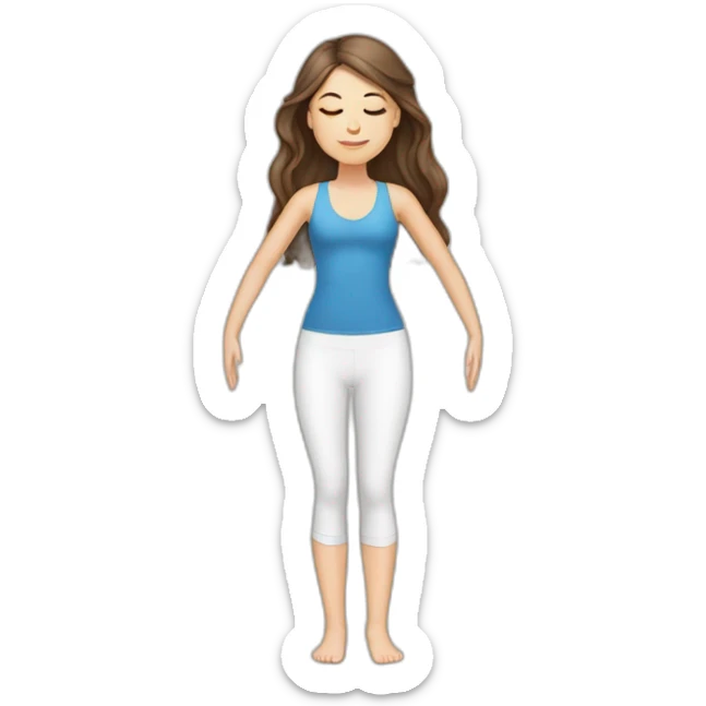White girl brunette hair in Tadasana yoga sticker