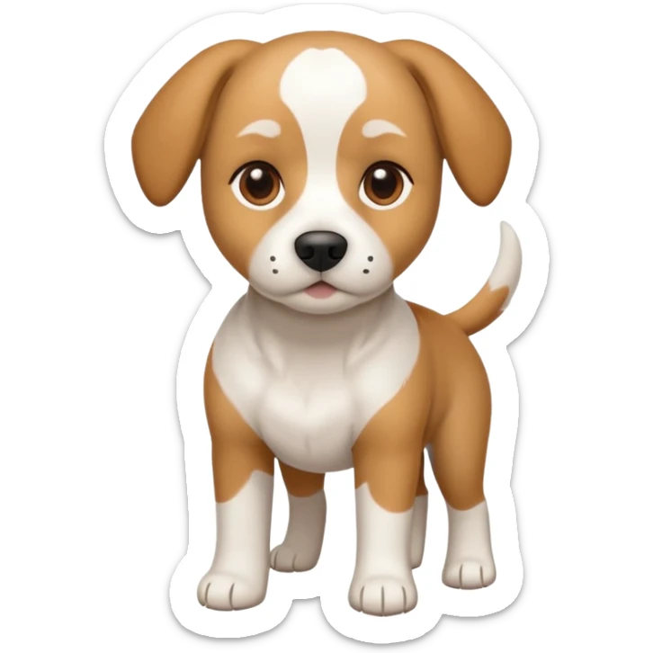 a full body white beagle x maltese x chi dog the size of a kelpie with light brown ears and a light brown patch on one eye sticker