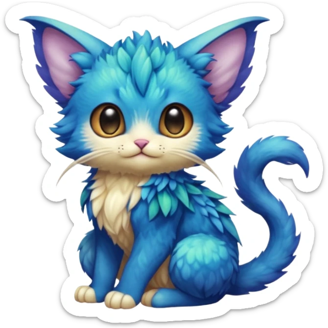 P moe meow meow cute fuzzy realistic Randomly-faerie-drake-colored exotic Fakémon-creature sticker
