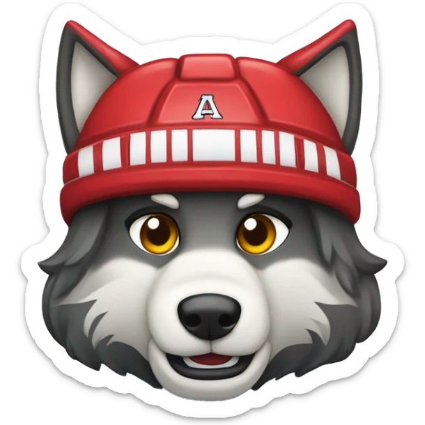 A wolf hockey player lies on the ice in a red white and black uniform A wolf hockey player lies on the ice in a red white and black uniform sticker