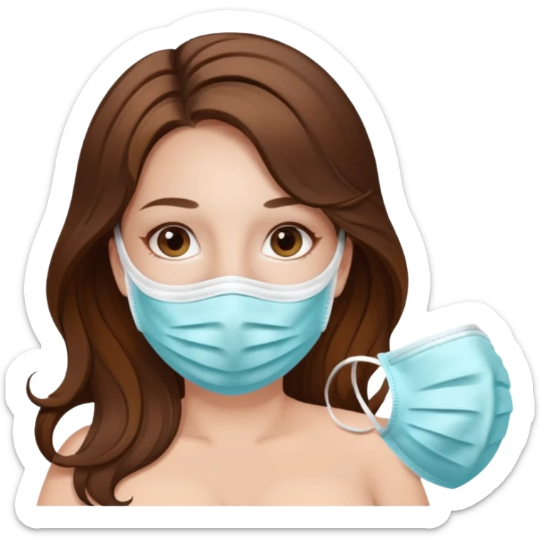 "Pregnant woman, with face mask spa, with long brown hair and fair skin."
 sticker