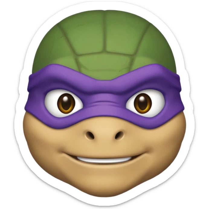 Donatello from Teenage Mutant Ninja Turtles, emoji style, head only, with a blue hacking interface on the screen sticker